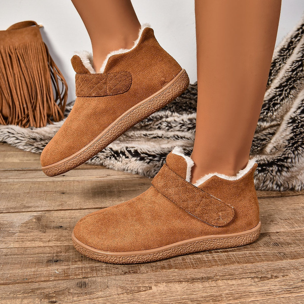 Winter women's warm plus velvet thickened flat cotton shoes casual warm cotton shoes large size