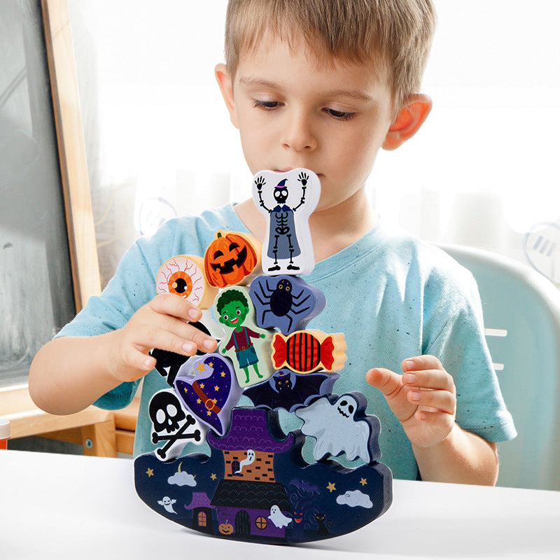 Christmas Building Blocks Stacking Fun Children's Puzzle Halloween Theme Large Particle Stacking High Toy