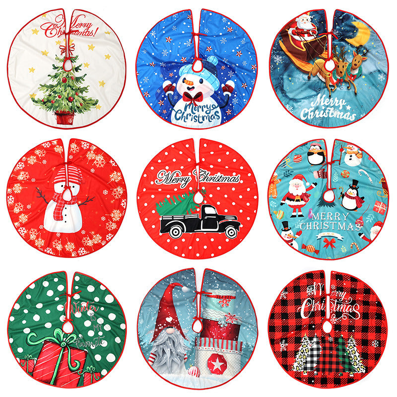 Christmas tree skirt creative printing Christmas tree bottom decoration Christmas home atmosphere decoration