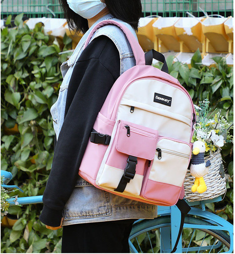Student schoolbag simple ins style fresh literary campus girl backpack large capacity casual lightweight backpack