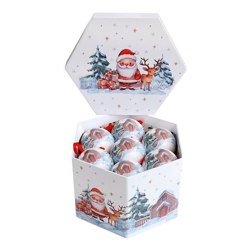 Christmas Gift Box Christmas Tree Decoration Hanging Ornaments Painted Foam Stickers Talking Christmas Ball Set