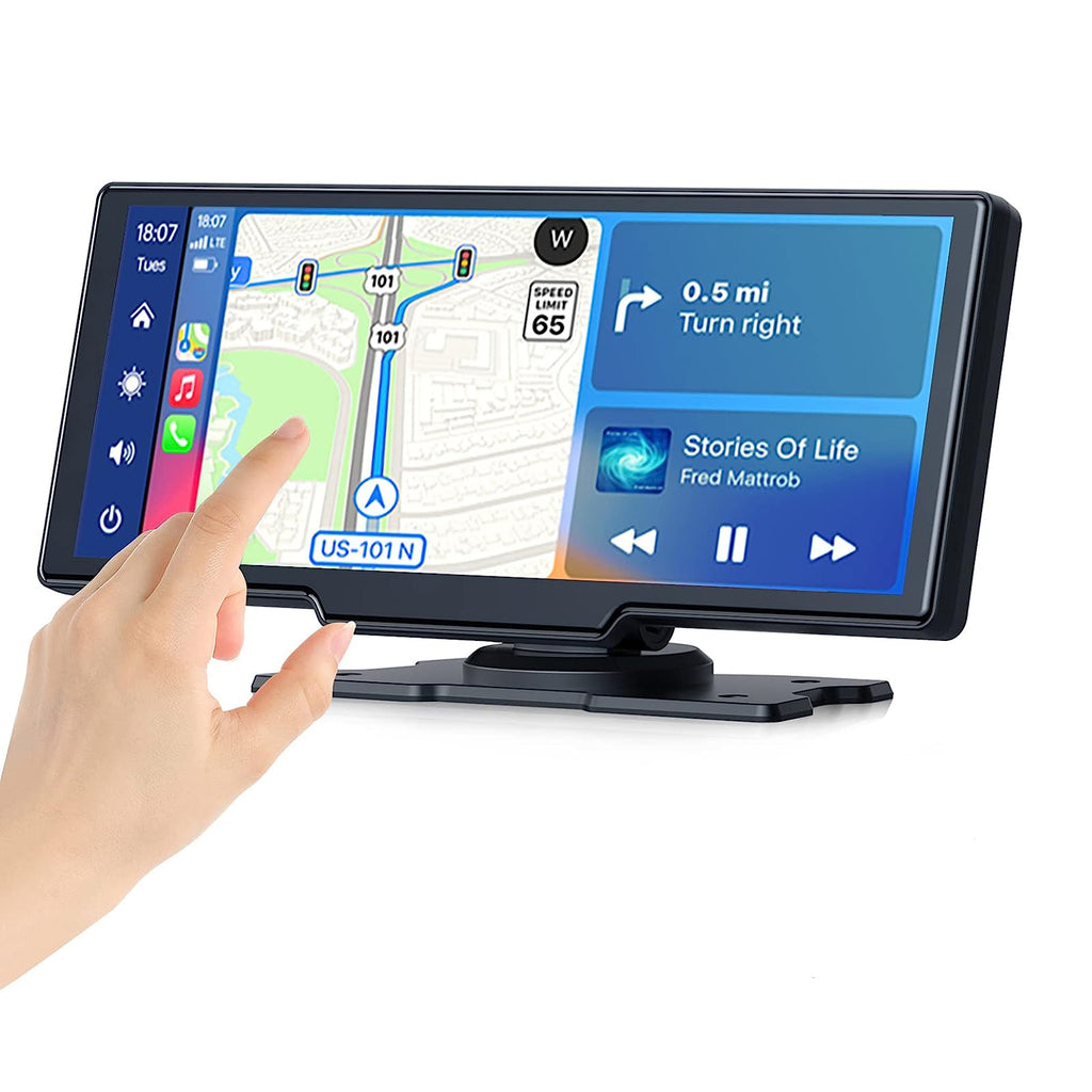10.26-inch Portable Car Central Control Smart Screen with Wireless CarPlay, Android Auto, Bluetooth, and AHD Backup Camera