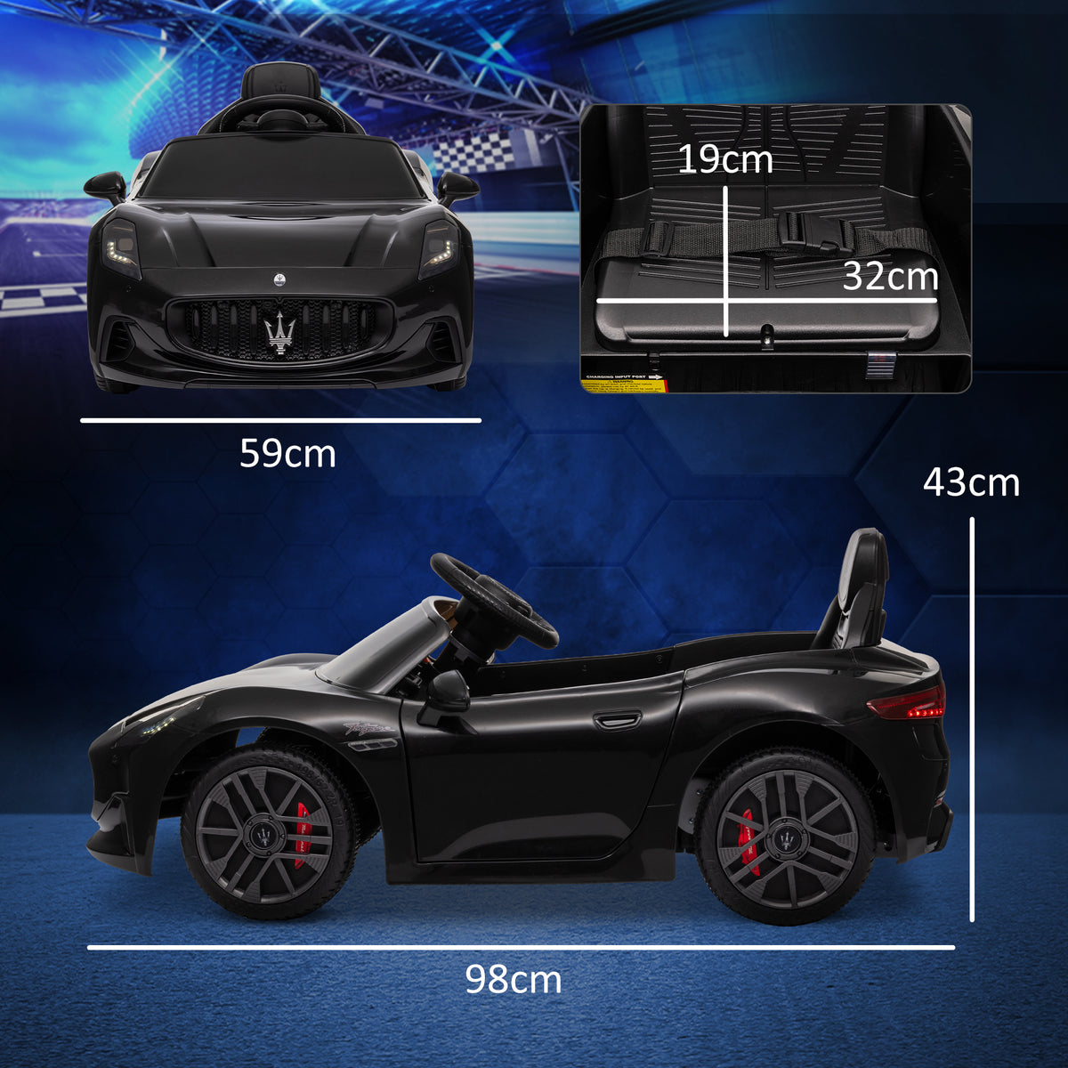Voiture électrique pour enfants sous licence Maserati Gran Turismo Folgore, 12V avec télécommande, de 3 à 5 ans, noir-2