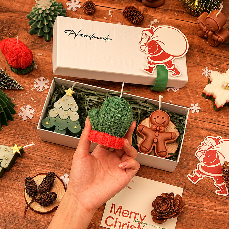 Christmas Handmade Fragrance Candles Hand in Hand Gift Christmas Tree Deer Shaped Aromatherapy Candle Gift Box