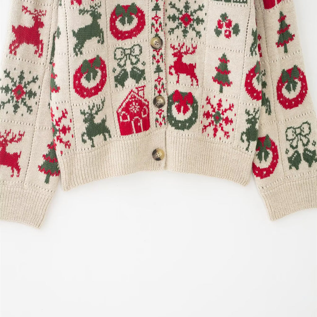 Christmas Jacquard Knitted Coat