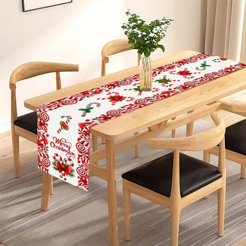 Christmas table flag candy letter printed tablecloth holiday party table decoration tablecloth pad white linen