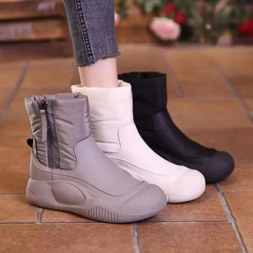 Martin boots waterproof thick soled shoes for women with thick fleece and warm snow boots for women