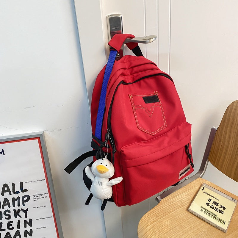 New School Bag For Men And Women With Large Capacity Nylon Cloth Light Weight Backpack Small Fresh Retro Backpack