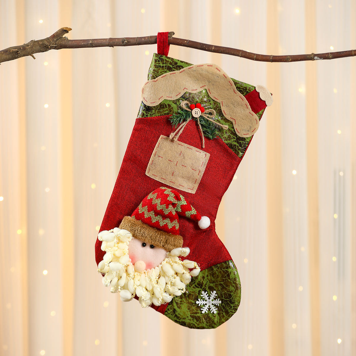 3D Linen Splicing Cartoon Christmas Socks Christmas Decorations Gift Pendants