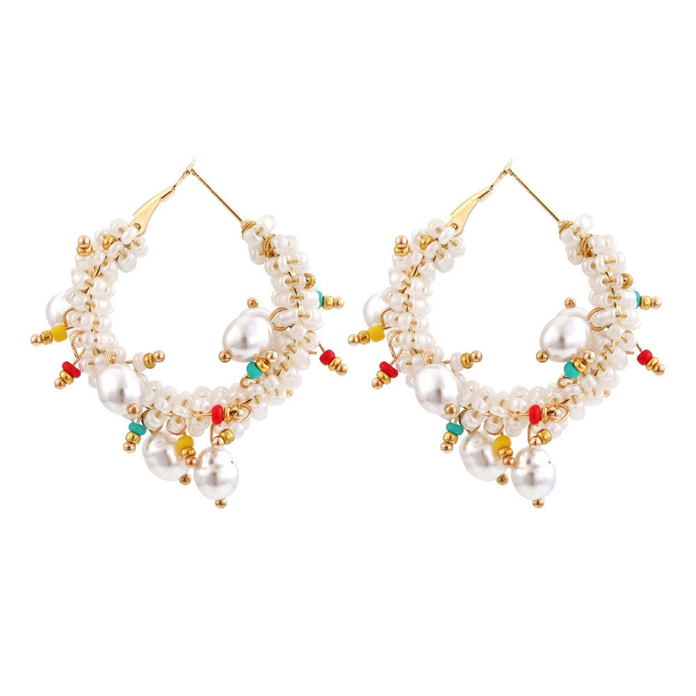 Exaggerated handmade pearl earrings and earrings for women