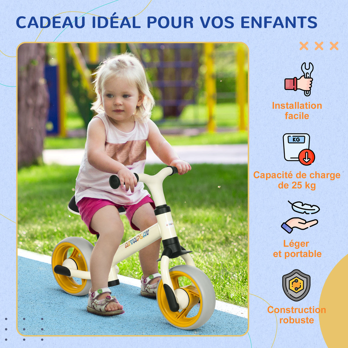 Vélo d'équilibre pour bébé siège réglable roues EVA jouet enfant pour bébé 18-48 mois pour garçons et filles orange-5