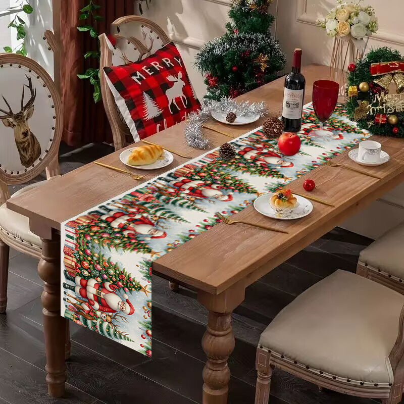 Christmas decoration table flag home fabric tablecloth holiday party tablecloth tea flag Christmas tree print