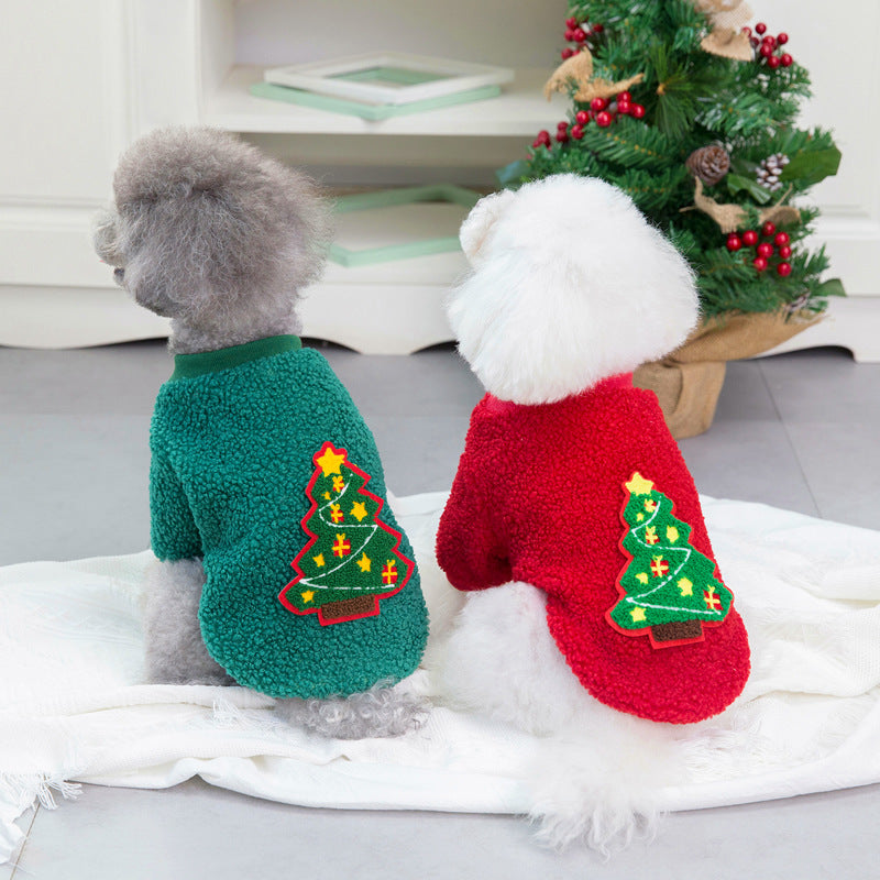 Dog Clothes Autumn/Winter Pet Clothes New Teddy Small Dog Pet Clothes Winter Christmas Tree Sweater