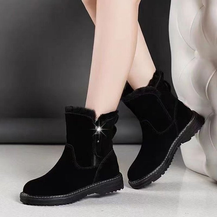 Cold resistant and warm snow boots with thickened fleece for women
