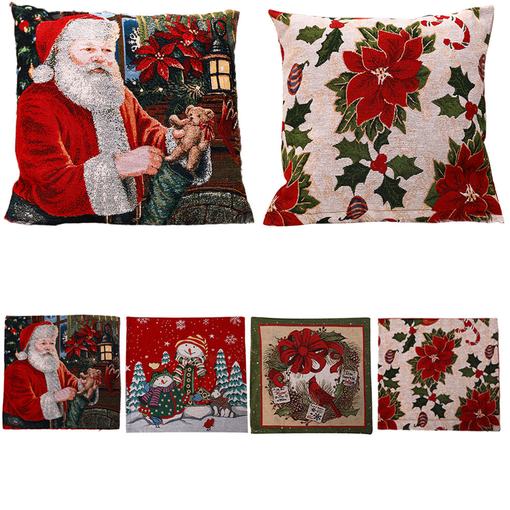Christmas New Products: European and American Christmas Square Pillow Cover, Home Christmas Decorations, Window Display, Atmosphere Decoration Supplies