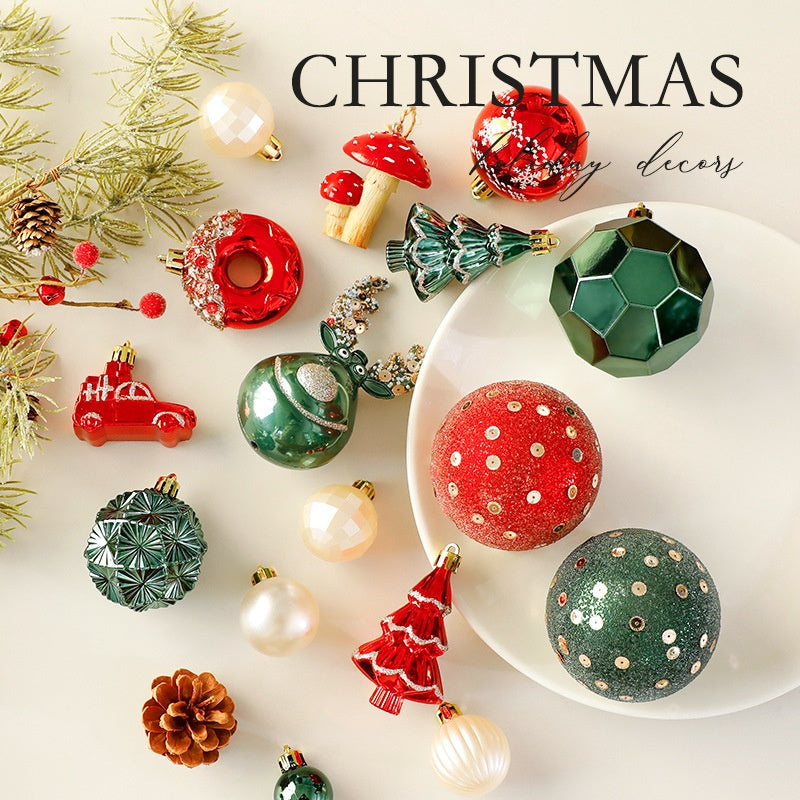 Christmas Decorations Red White Green Polka Dot Christmas Balls Hand Painted Plastic Christmas Tree Ornaments