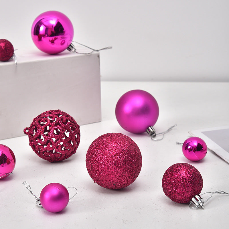 3/4/6cm 100pcs Christmas ball gift box set with electroplated hollow plastic balls for Christmas decoration