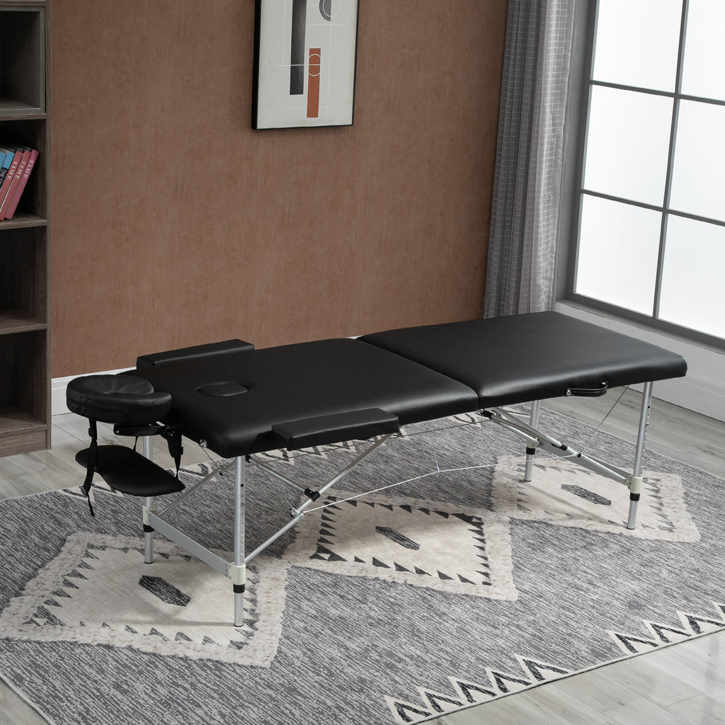 Table de massage pliable portable + housse de transport charge max. 225 Kg hauteur réglable 210 x 90 cm noir-1