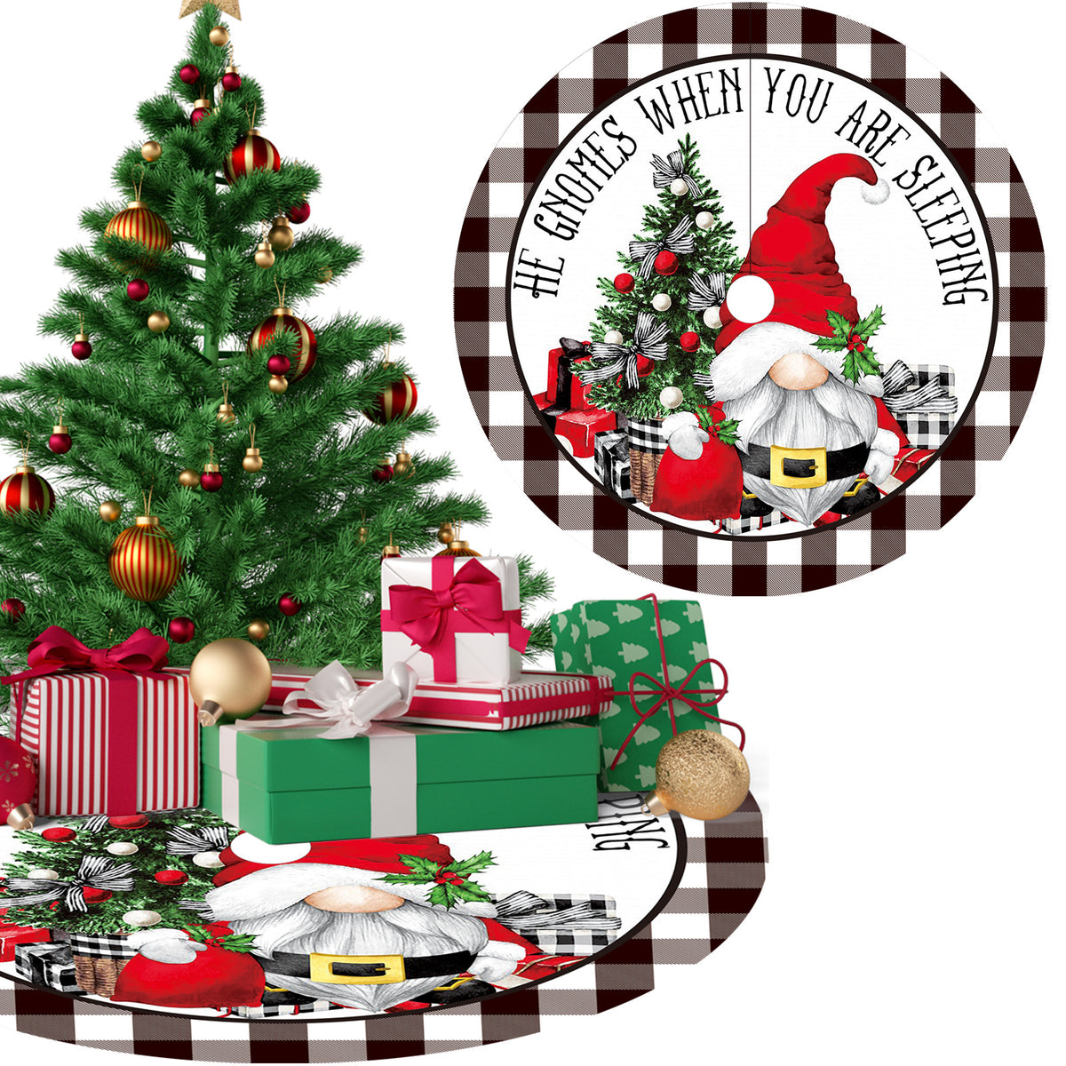 120CM Christmas tree skirt forest tree bottom dress up Christmas tree ornaments cartoon tree around