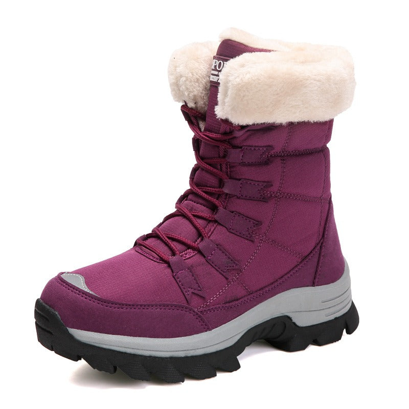 Women's winter plush warm cotton shoes, oversized cotton shoes, snow boots, middle-aged and elderly outdoor snow boots, high top cotton shoes