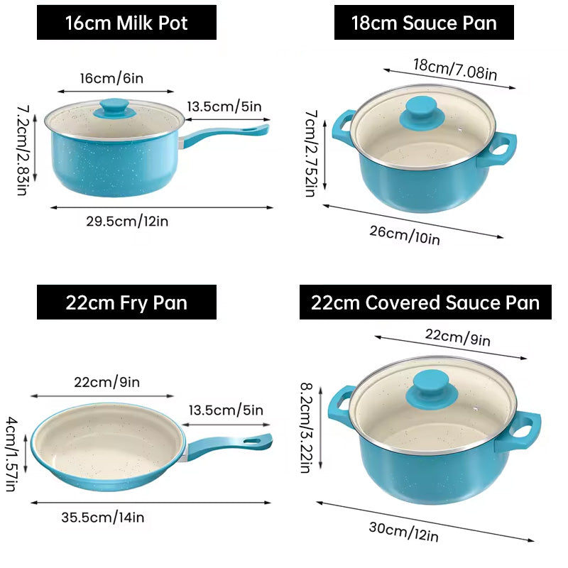 13-Piece Premium Non-Stick Cookware Set: Frying Pans, Casserole, Wok, Multi-Func, Stylish, Durable, Outdoor-Ready