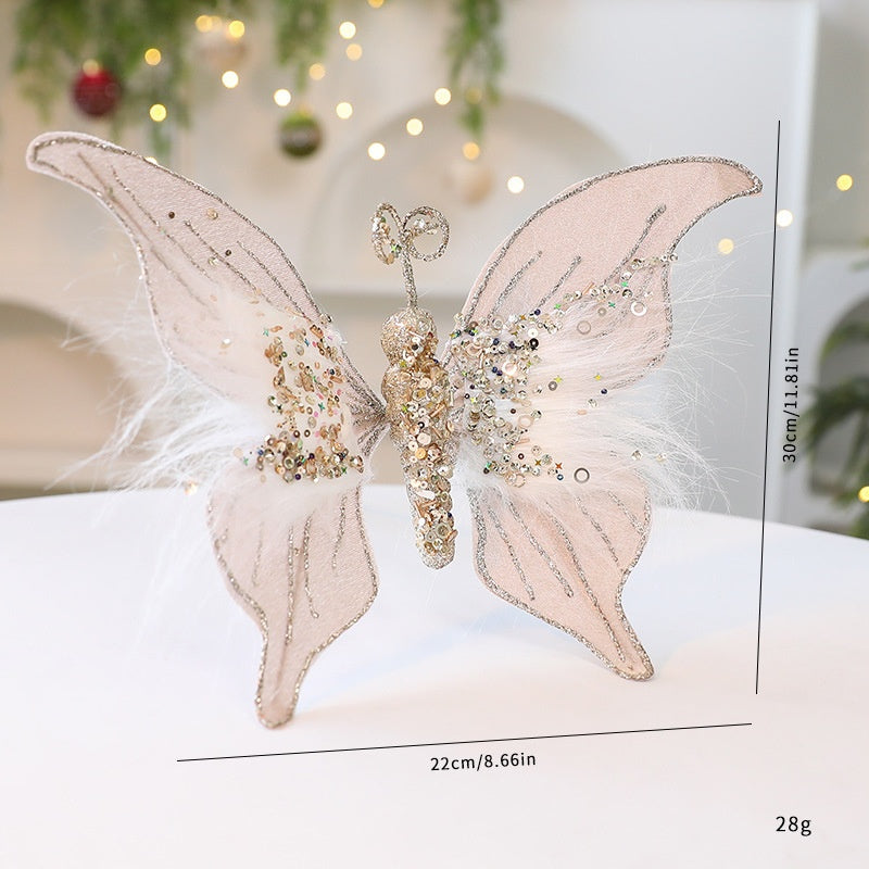 Saint Yuan New Fabric Christmas Butterfly DIY Christmas Scene Decoration Props Christmas Decorations Simulation Butterfly