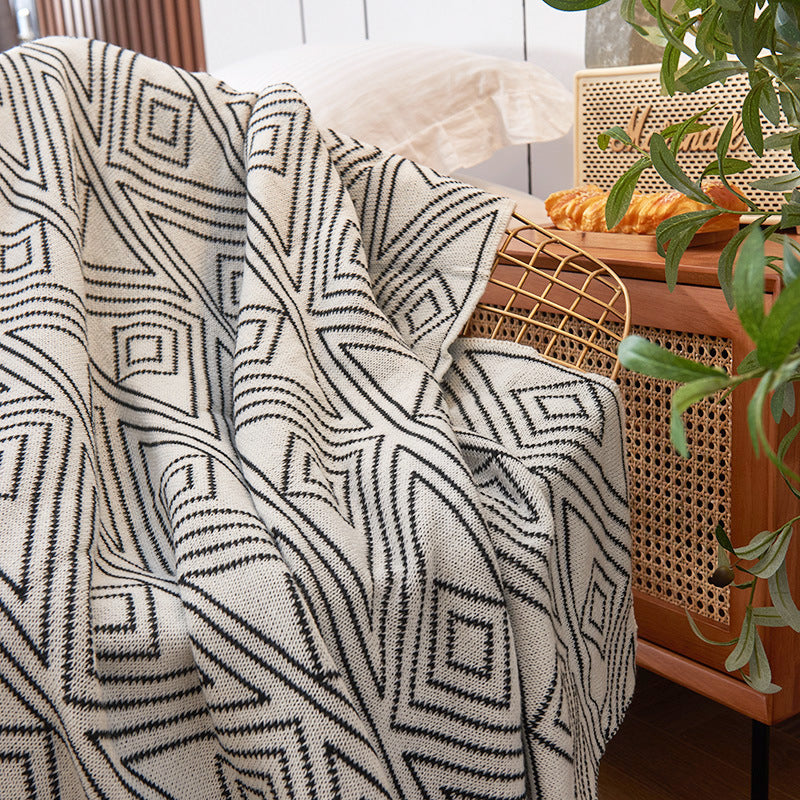 Ins Style Gray Knitted Casual Small Wool Blanket Quilt Summer Thin Nap Sofa Blanket Single Blanket