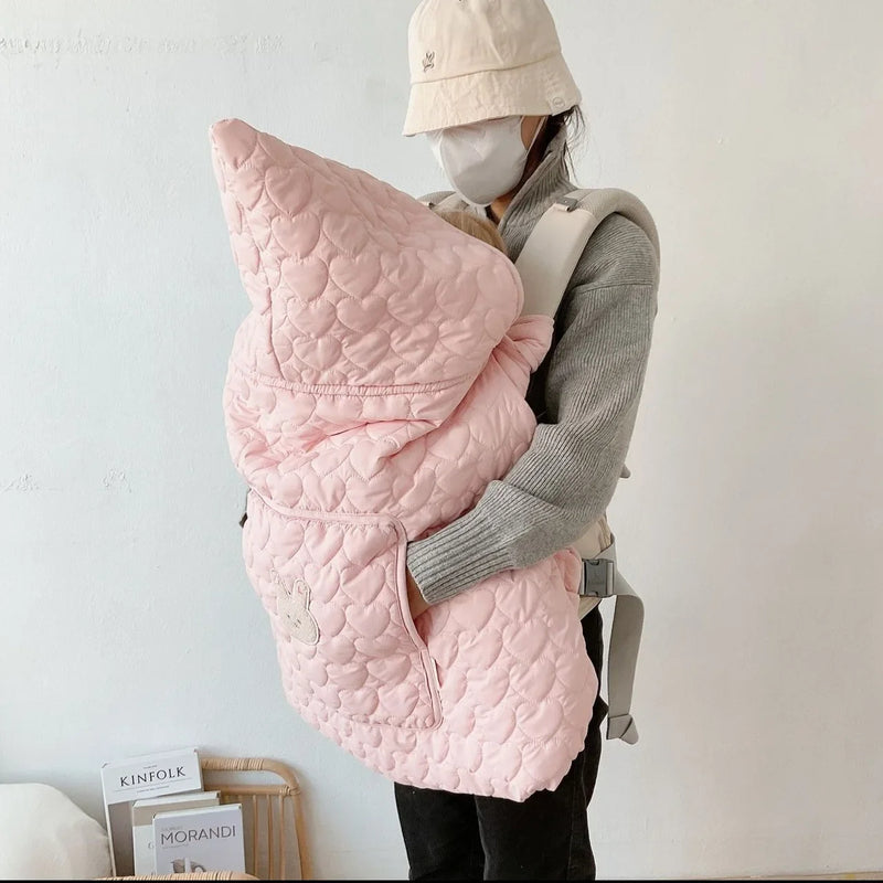 Winter Stroller Blanket Fleece Warm Baby Blanket Newborn Swaddle Infant Accessory Quilted Windproof Cloak Strap Wrap Quilt Cover