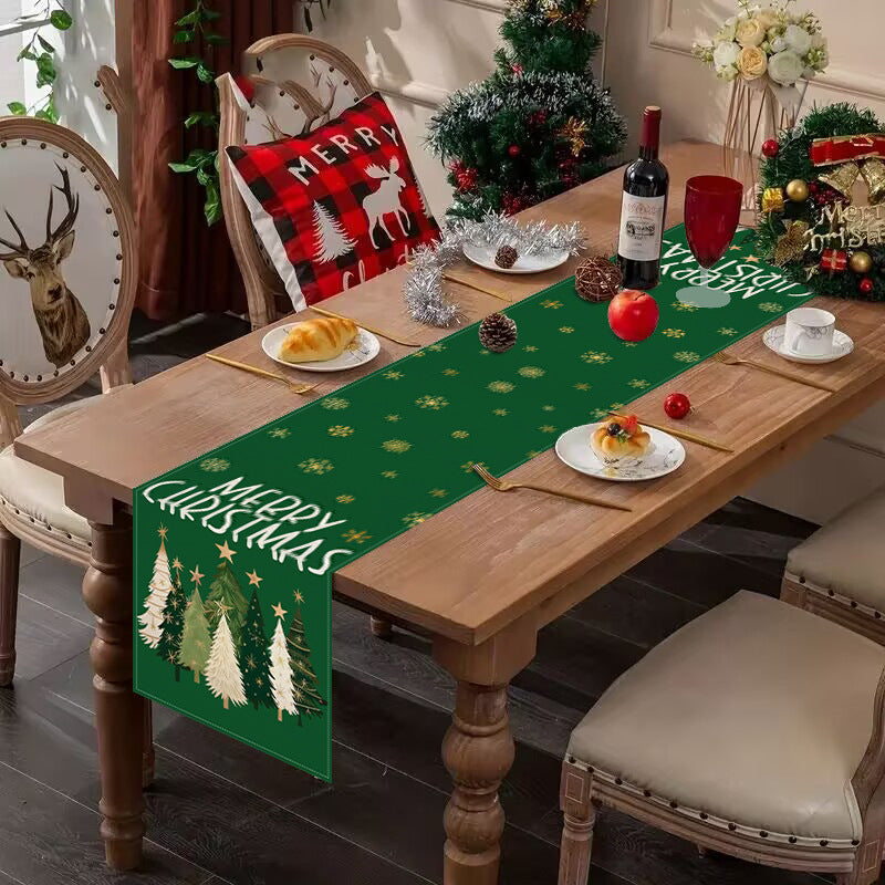 Christmas decoration table flag holiday party kitchen table decoration tablecloth mat tea flag linen tablecloth