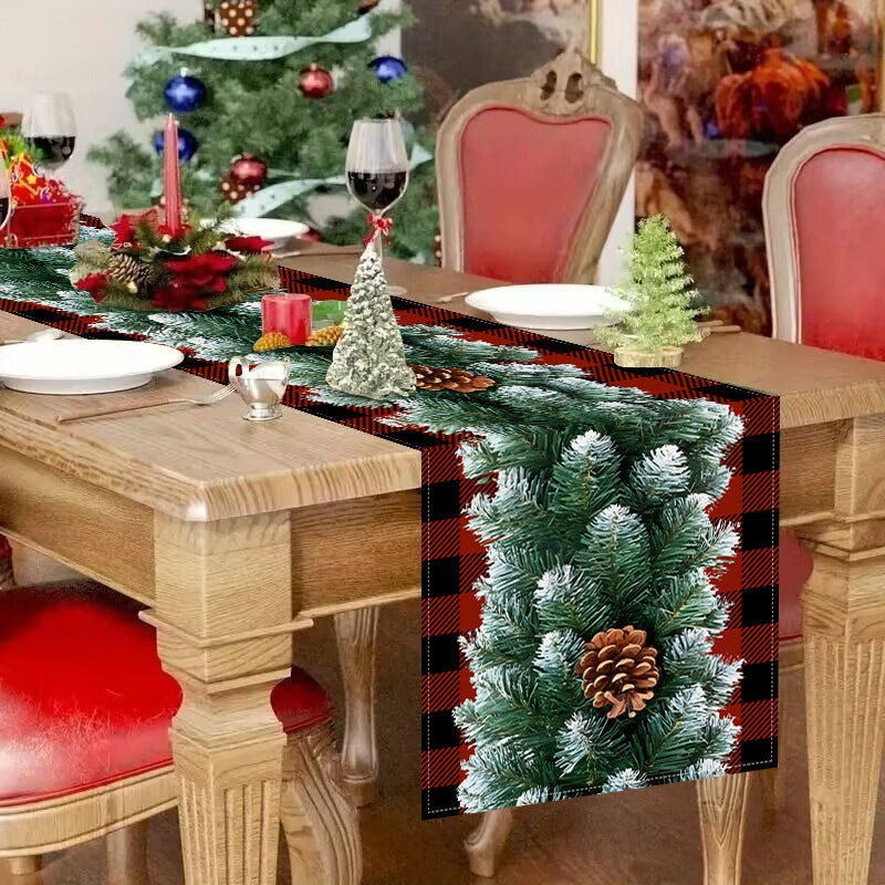 Christmas red and black checkered table flag holiday table decoration tablecloth mat holiday party tablecloth