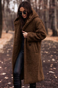 Long net color long sleeved woolen women's coat