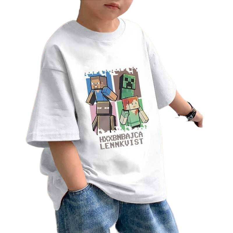 Boy's T-Shirt Short Sleeve Minecraft Print Mid to Large Kids