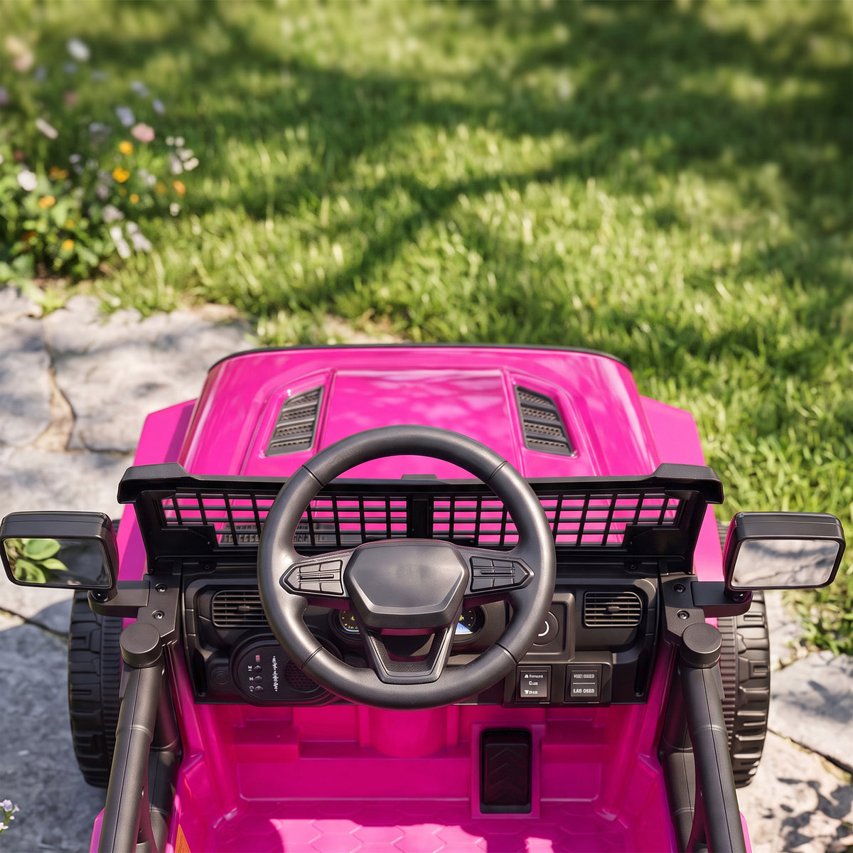 Voiture Électrique Enfants 12V, Buggy Électrique Enfants, 2-4 km/h, 2 Moteurs, Télécommande, Batterie Lithium, Rose-9