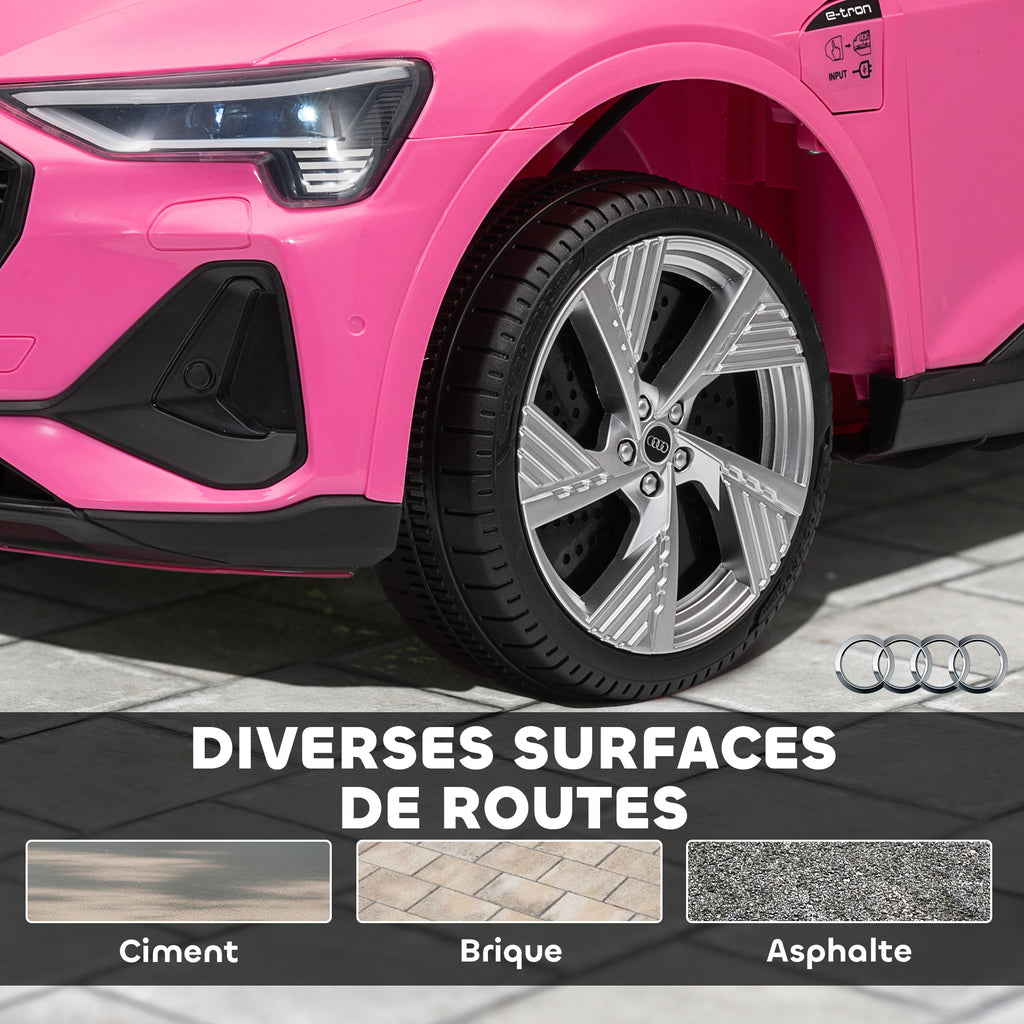Voiture électrique enfants, véhicule électrique 12V avec télécommande 2,4G, phares, musique, klaxon, port USB, MP3, rose-7