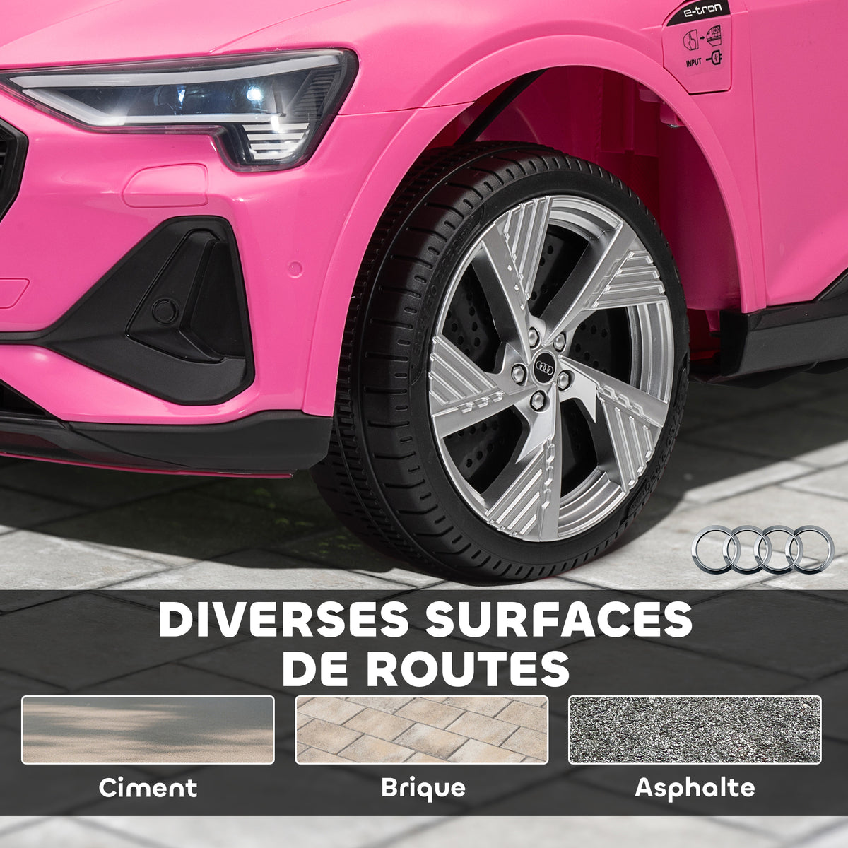 Voiture électrique enfants, véhicule électrique 12V avec télécommande 2,4G, phares, musique, klaxon, port USB, MP3, rose-7