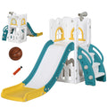 Toboggan pour enfants 5 en 1 avec panier de basket escalade télescope espace de rangement 70 x 177 x 92 cm jaune-0