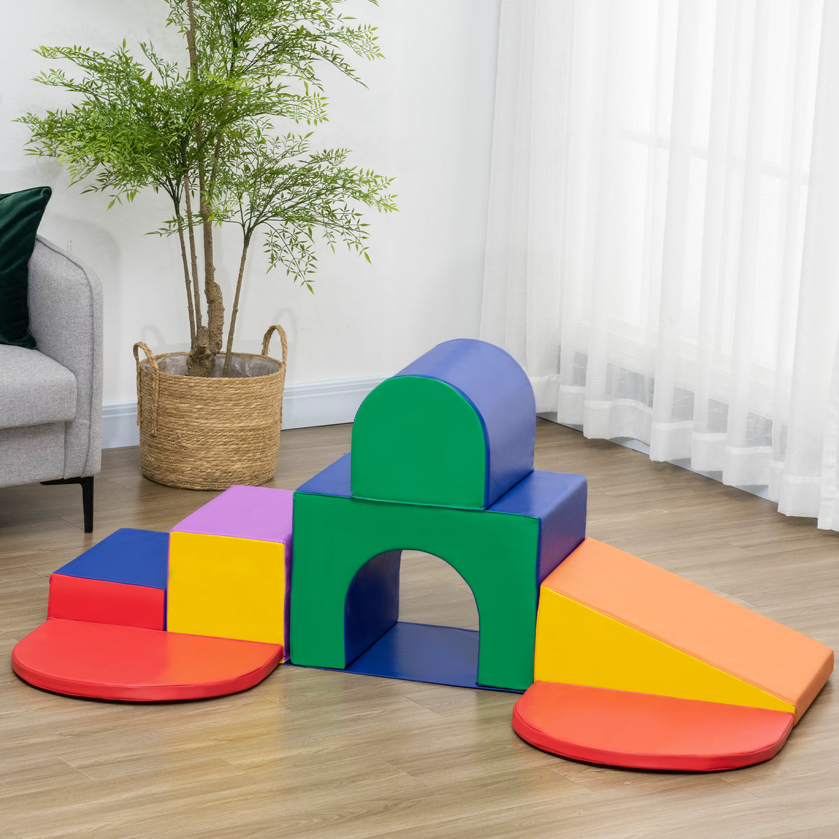 7PCS Parcours motricité bébé, jouet escalade, mousse blocs construction revêtement âge préscolaire, multicolore-9