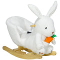 Jouet à bascule modèle lapin fonction musicale selle grand confort peluche courte douce bois peuplier 18-36 mois blanc-0