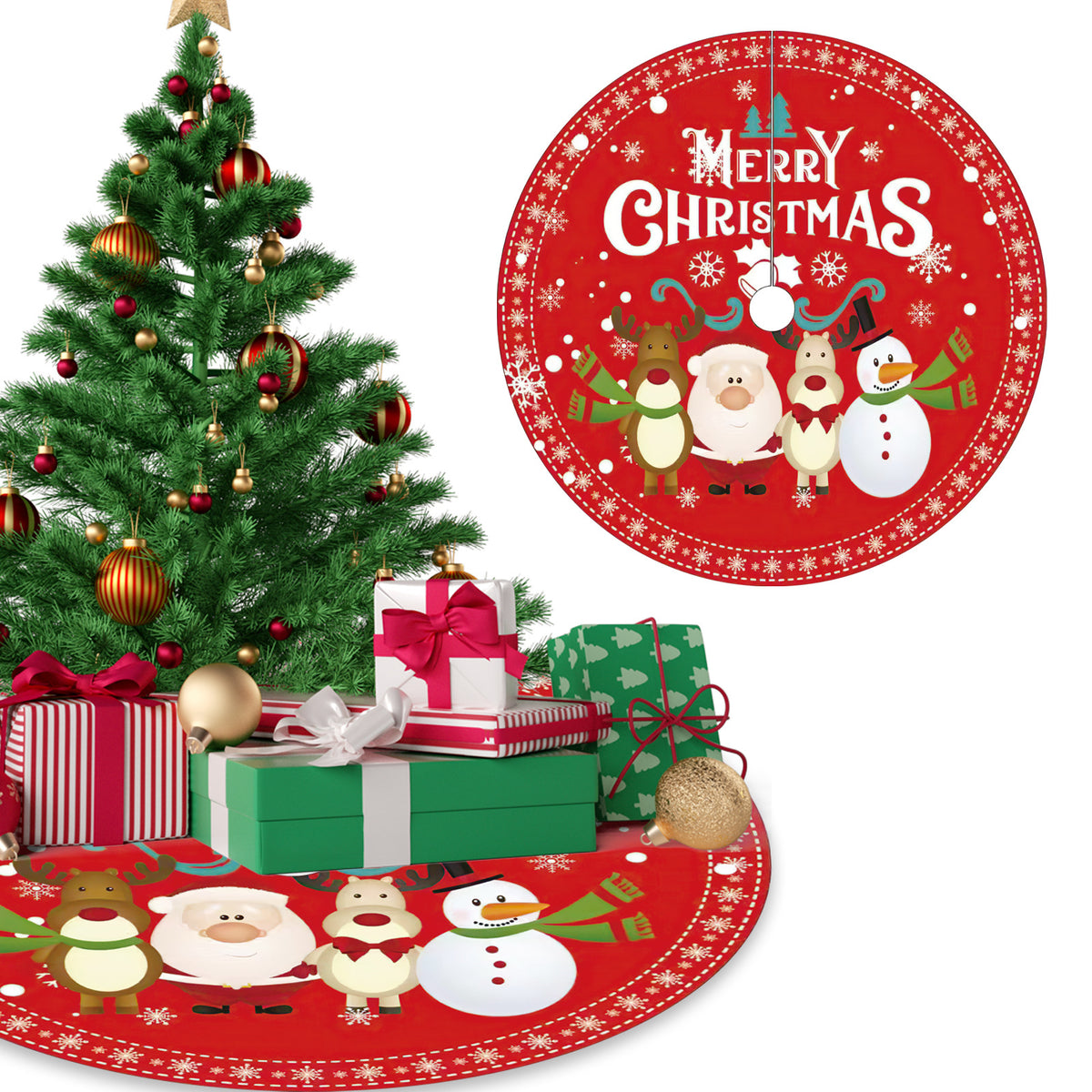 120CM Christmas tree skirt forest tree bottom dress up Christmas tree ornaments cartoon tree around