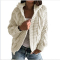 Chic Hooded Cross Twist Flowers Hooked Sweater Cardigan Loose Handmade Coarse Wool Thick Crocheted Knit Jacket Coat Tops Ins