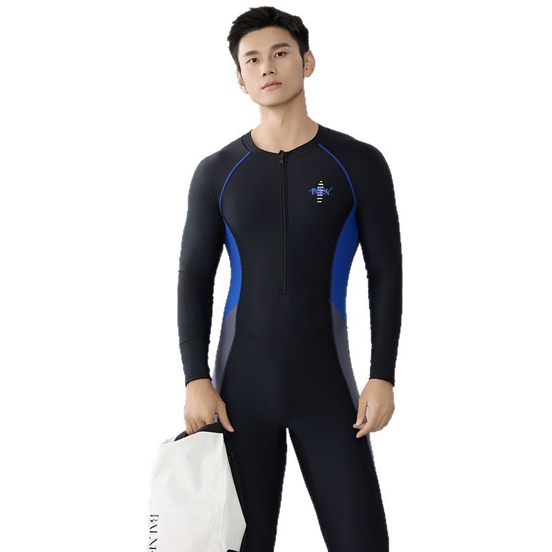 Long Sleeve Men's Full-Body Swimwear with UV Protection, Thickened Design