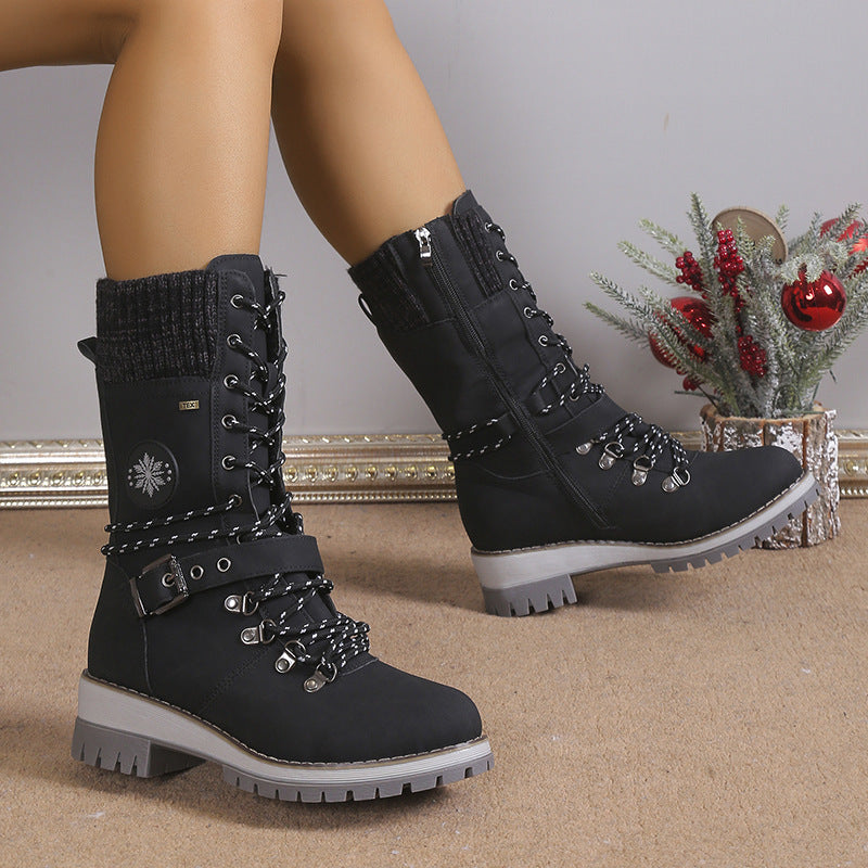 Snow boots fur integrated women's shoes thick and warm cotton shoes high top snow boots