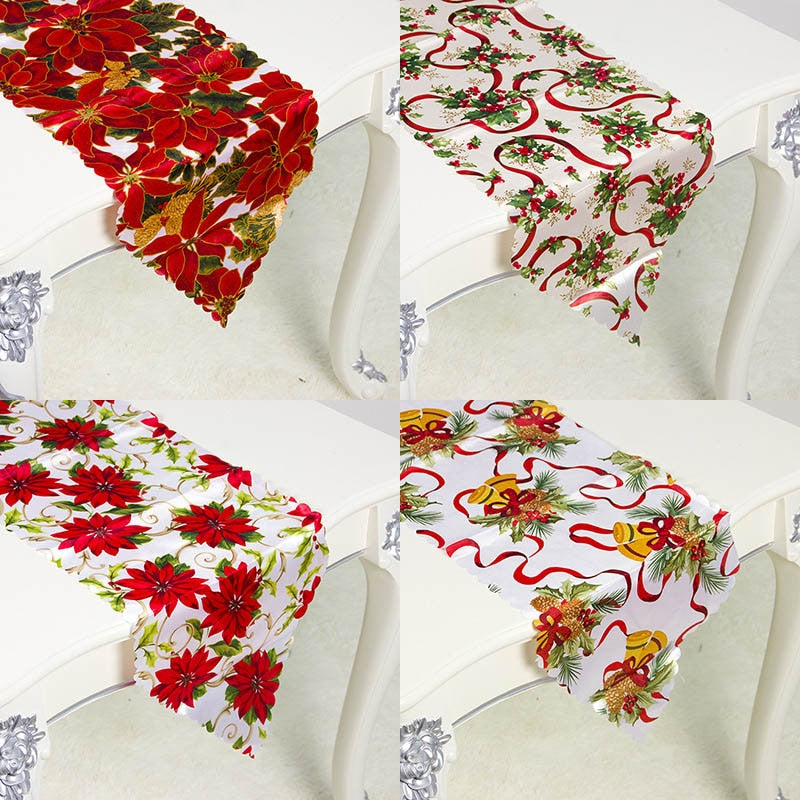 35*180cm Christmas Table Runner Mat Tablecloth Flag Home Party Decorative Santa Claus Tapestry Table Runners New Year
