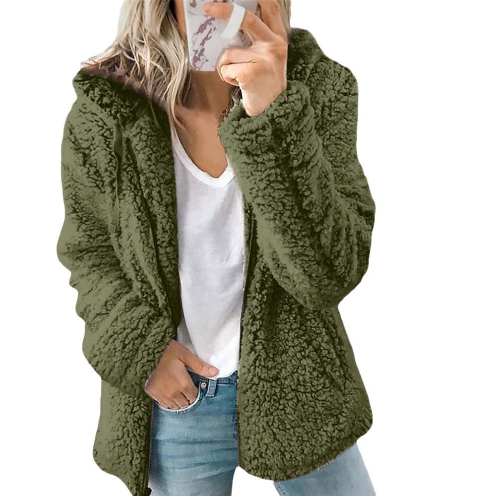 Hooded Woolen Coat for WomenAutumn/Winter Outerwear