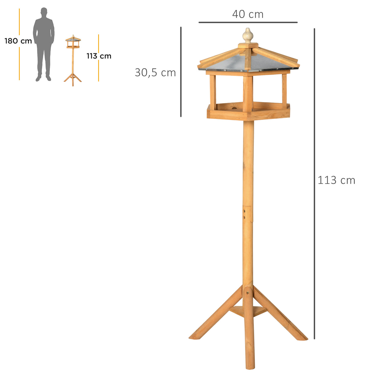 Mangeoire Mangeoire pour oiseaux sauvages sur Pied nichoir a Plateau Station a Oiseau Abris à oiseaux Bois pour Exterieur 113 cm-2