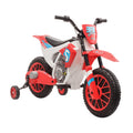 Moto Cross électrique Enfant 3 à 6 Ans 12 V 3-8 Km/h avec roulettes latérales Amovibles 106,5x51,5x68cm Rouge-0