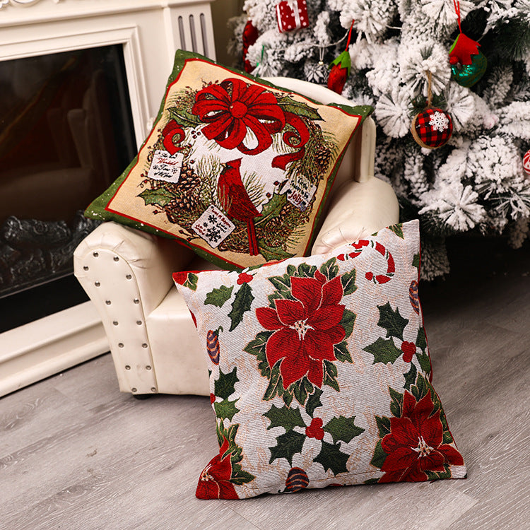 Christmas New Products: European and American Christmas Square Pillow Cover, Home Christmas Decorations, Window Display, Atmosphere Decoration Supplies