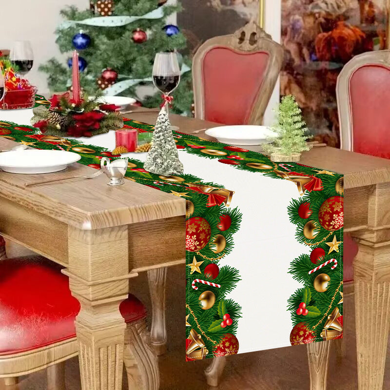 Christmas Bell Table Flag Christmas Day Cabinet Decoration Tablecloth Mat Tea Flag Home Printed Tablecloth