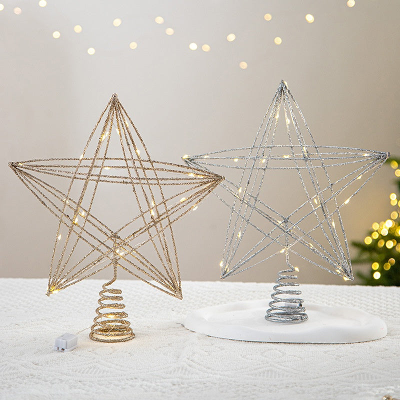 Christmas Tree Top Star Five-Pointed Star Christmas Decoration Christmas Tree Star Ornament Hanging Decor
