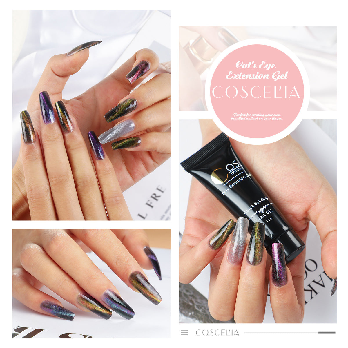 New 6 Color Gift Box Magic Eye Extension Glue Manicure Magnet Manicure Painless Extension Glue